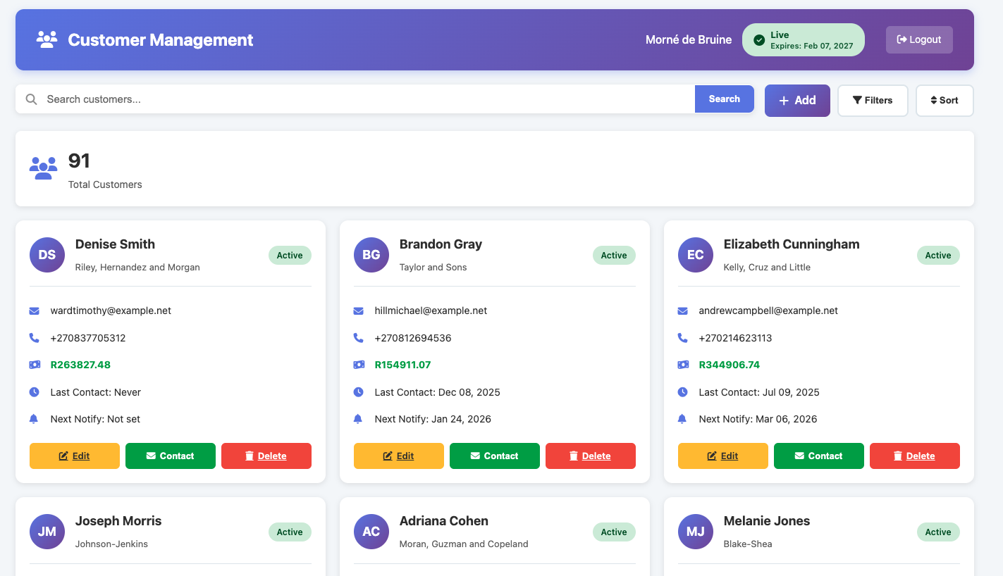 Simple CRM Interface